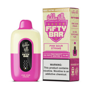 hidden hills x fifty bar 20k puff disposable pink sour straws