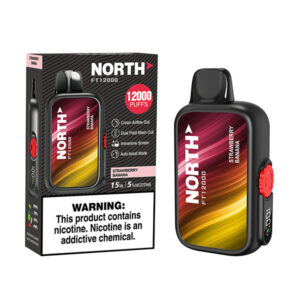 north freight train 12k puff disposable strawberry banana